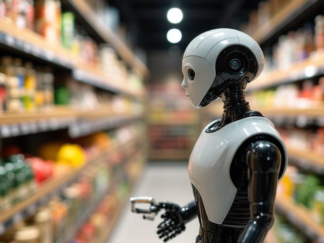 Retail inventory robot scanning shelves